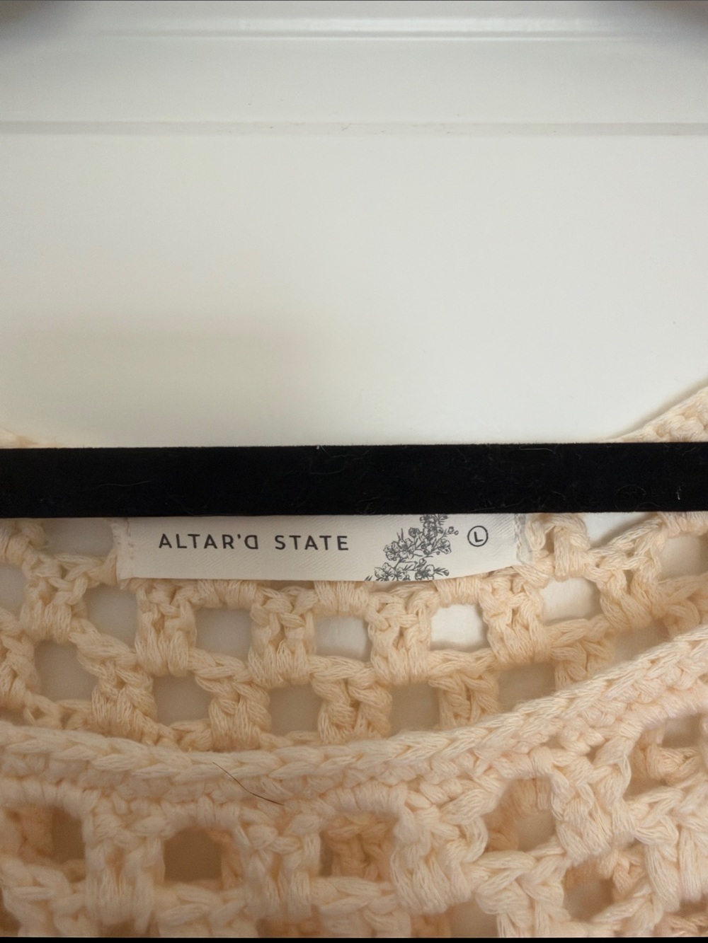 Altar’d State Cream Crochet Short Sleeve Top - Picture 2 of 3